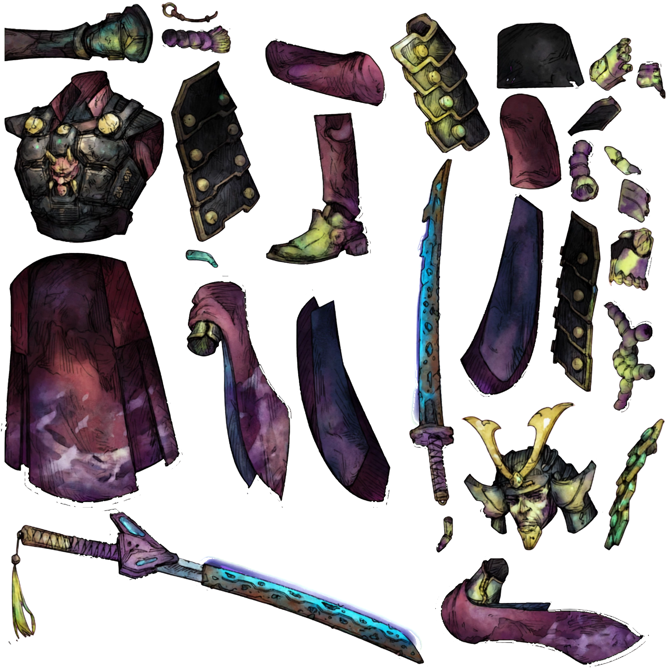 Rotting Ghoul Samurai texture atlas